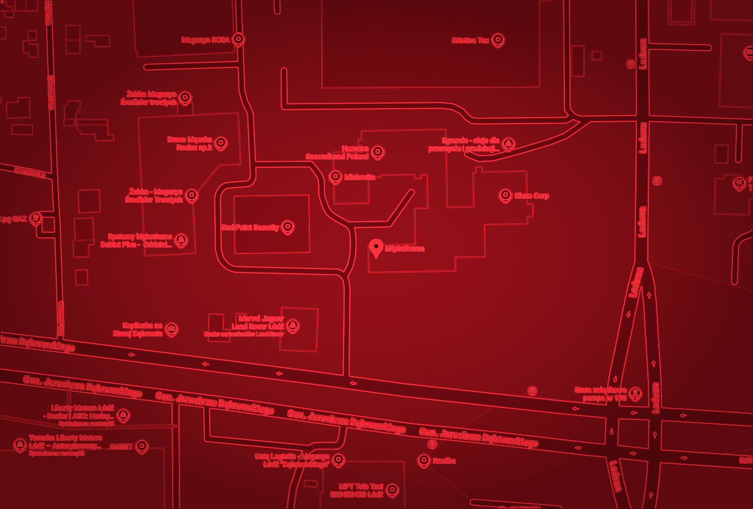 EXplatforma location — Łódź, Dąbrowskiego 208/214